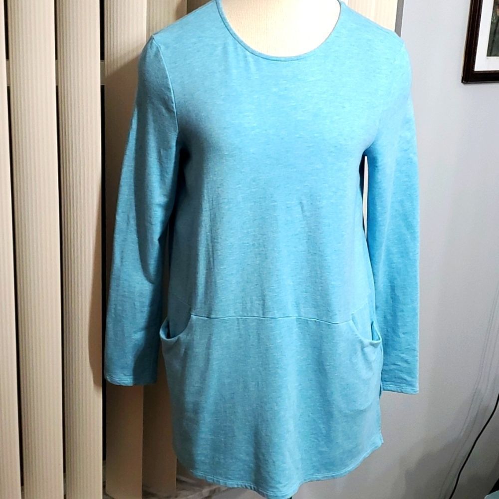 PURPURE‎ JILL light weight sweatshirt top. Tourqwise. Oversized small. Pockets.
